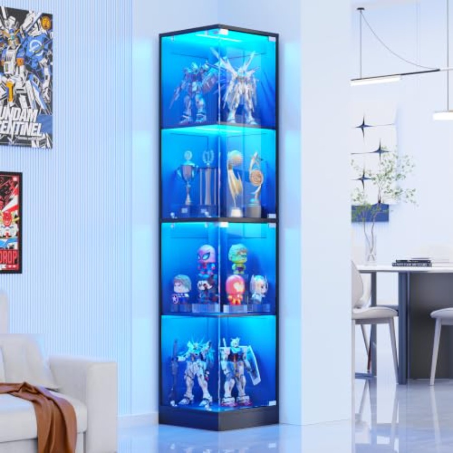 Glass Cabinet Display - Narożna witryna z szklanymi drzwiczkami, wykonana