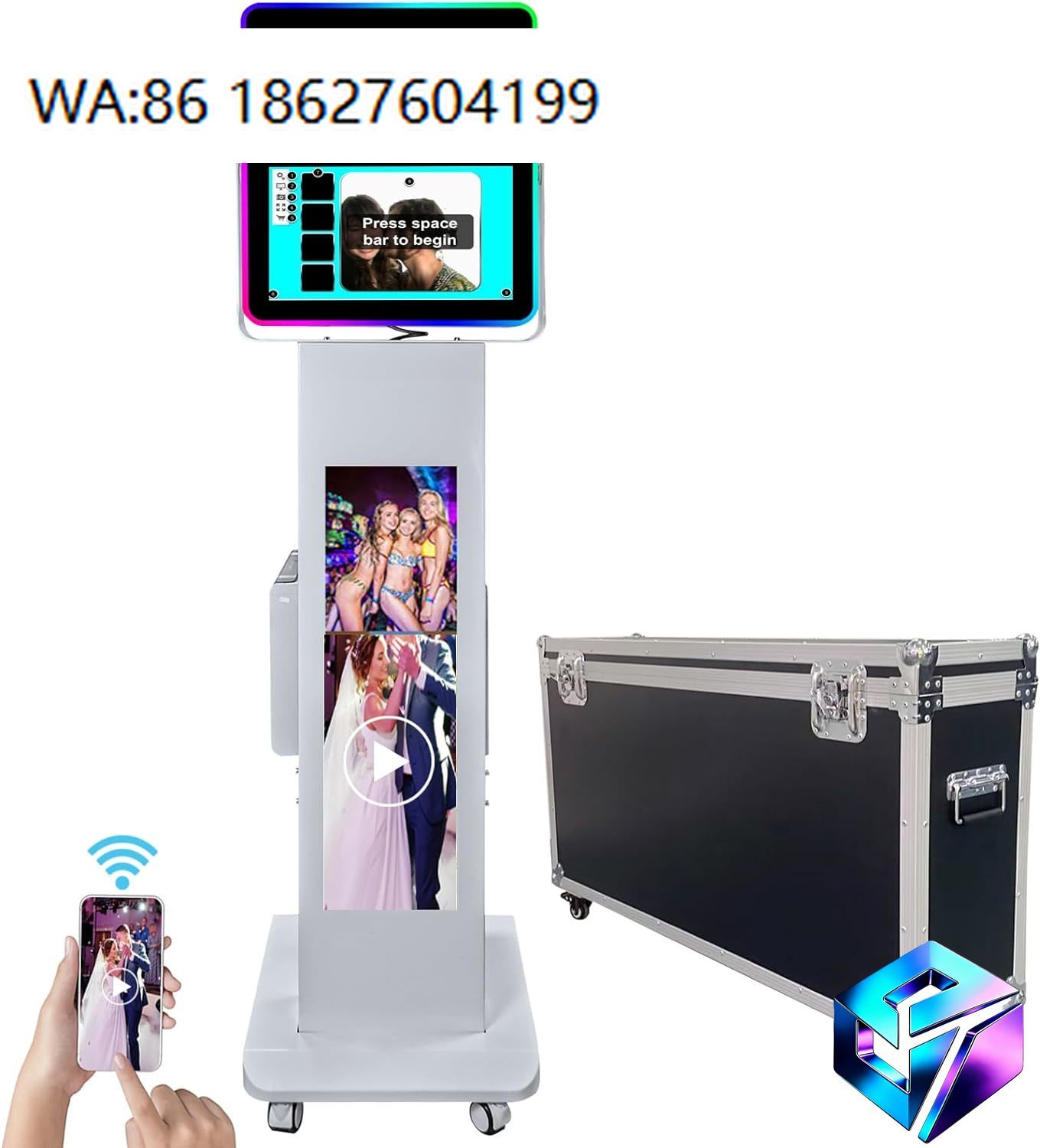 Photo Booth Machine - Przenośny ekran LCD, fotobudka DSLR, metalowa