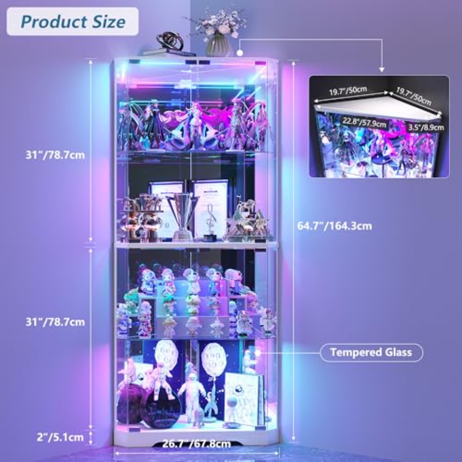 Wysoka szafka narożna z szklan – Glass Cabinet Display recenzja i cena