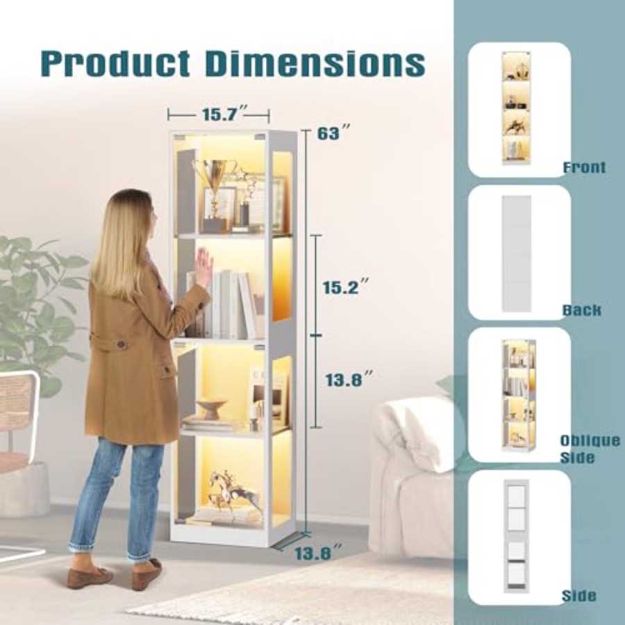 Szklana witryna z oświetleniem – Glass Cabinet Display recenzja i cena