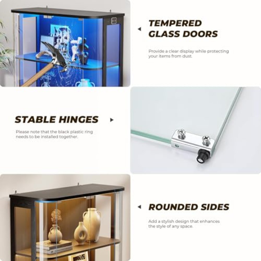 3-poziomowa zaokrąglona szafka – Glass Cabinet Display recenzja i cena