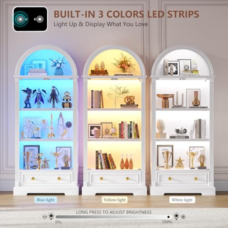 Łukowata witryna do salonu, dr – Glass Cabinet Display recenzja i cena