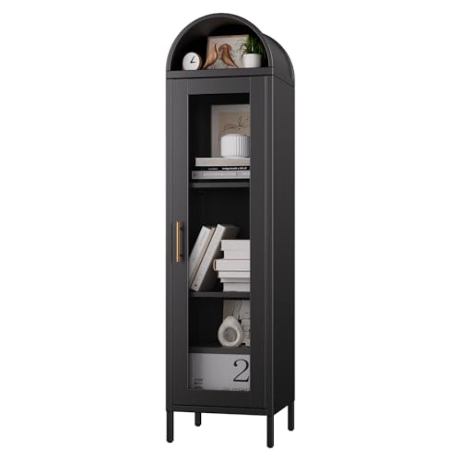Wąska metalowa witryna z łukie – Glass Cabinet Display recenzja i cena