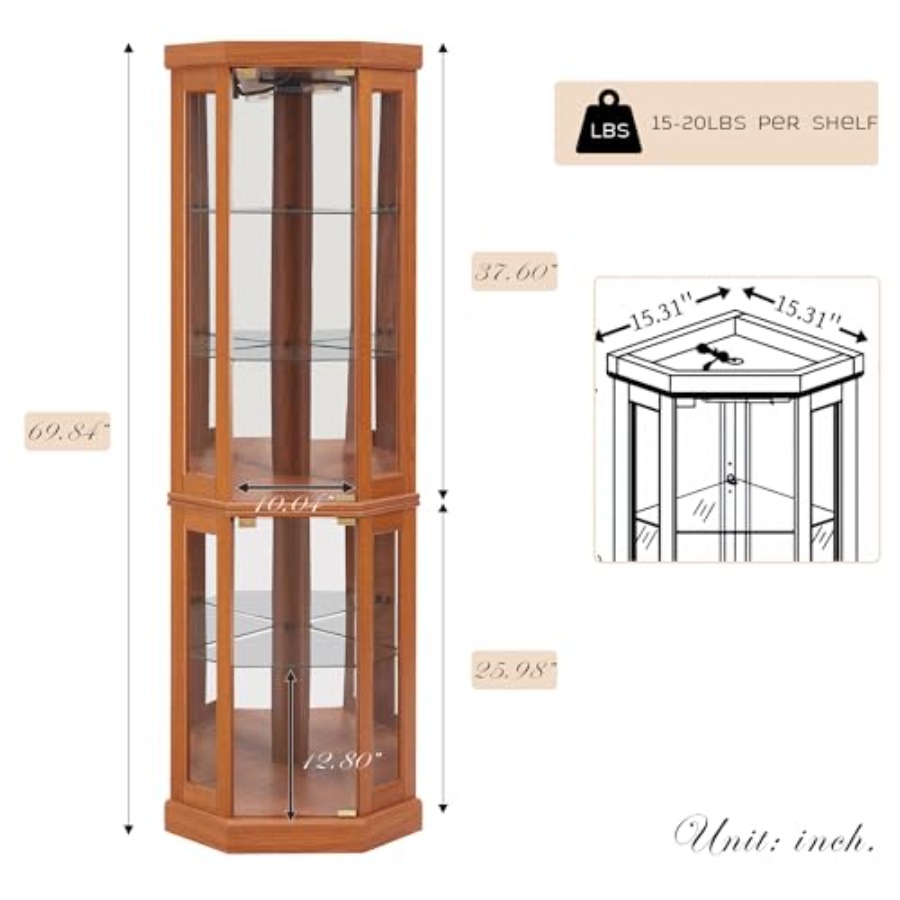 Narożna witryna do przechowywa – Glass Cabinet Display recenzja i cena