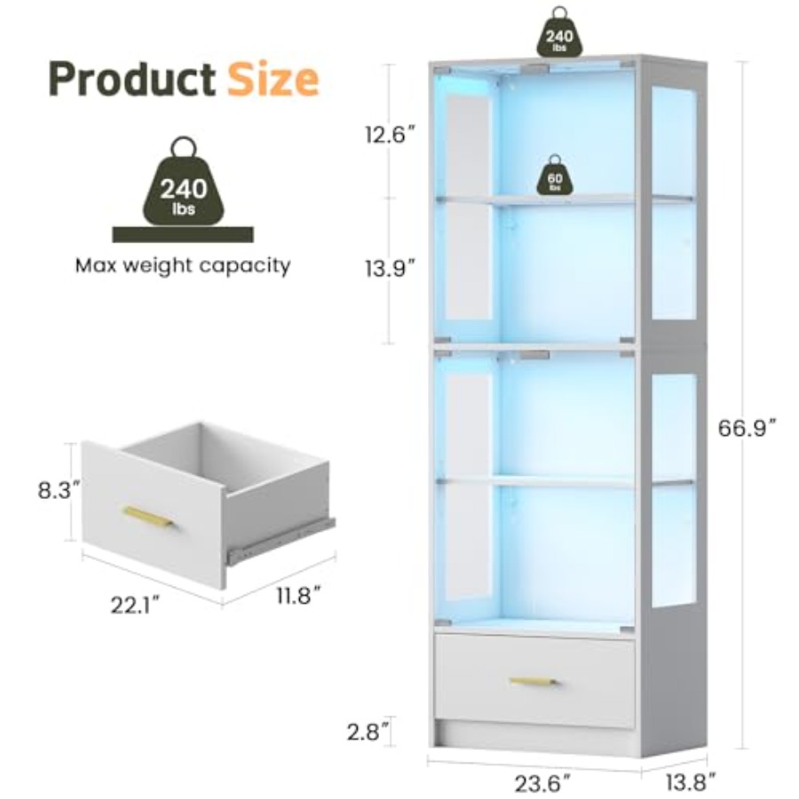 Szklana witryna z drzwiczkami  – Glass Cabinet Display recenzja i cena