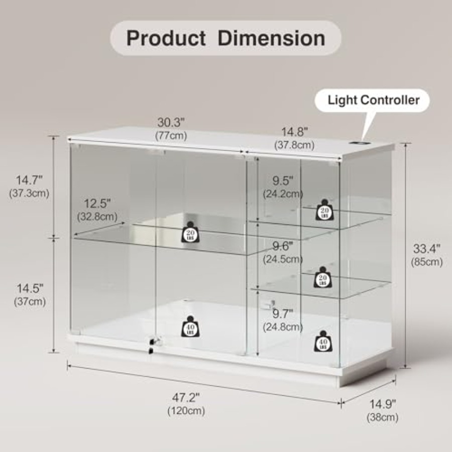 Szklana witryna RGB z zamkiem  – Glass Cabinet Display recenzja i cena